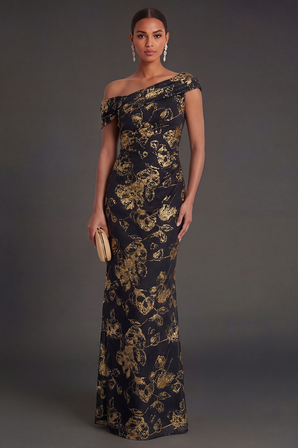 Dark Green One Shoulder Mermaid Ruched Long Formal Dress