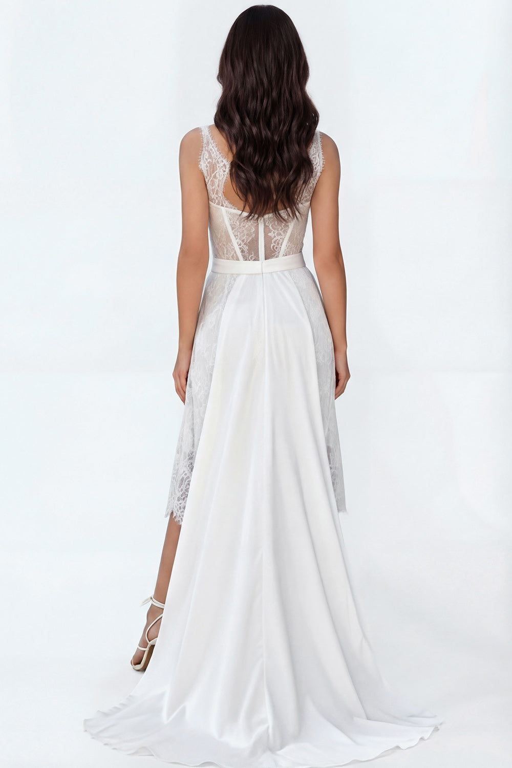 White Corset Bodycon Embroidered Midi Engagement Dress with Cape