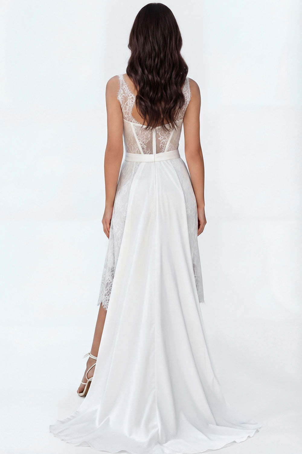 White Corset Bodycon Embroidered Midi Engagement Dress with Cape
