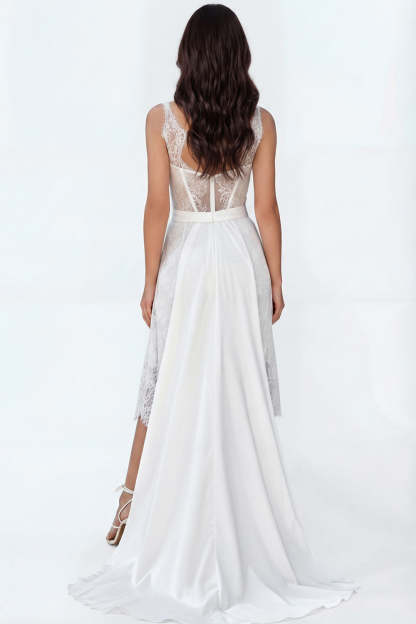 White Corset Bodycon Embroidered Midi Engagement Dress with Cape