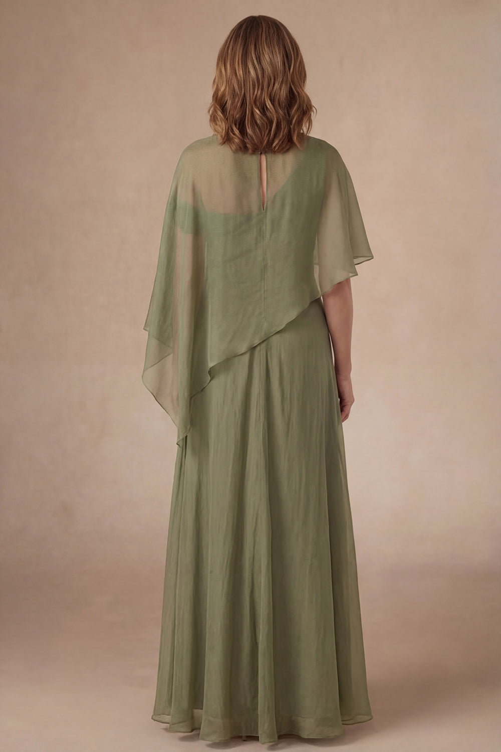 Dusty Sage Sheath Off the Shoulder Ruched Long Mother of the Bride Dress with Cape
