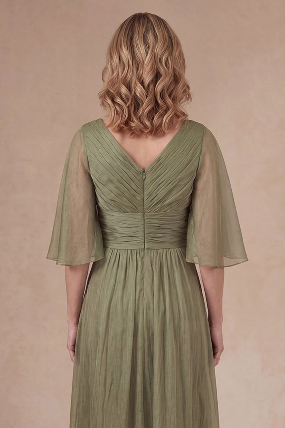 Dusty Sage Sheath Half Sleeves Midi Mother of the Bride Dress