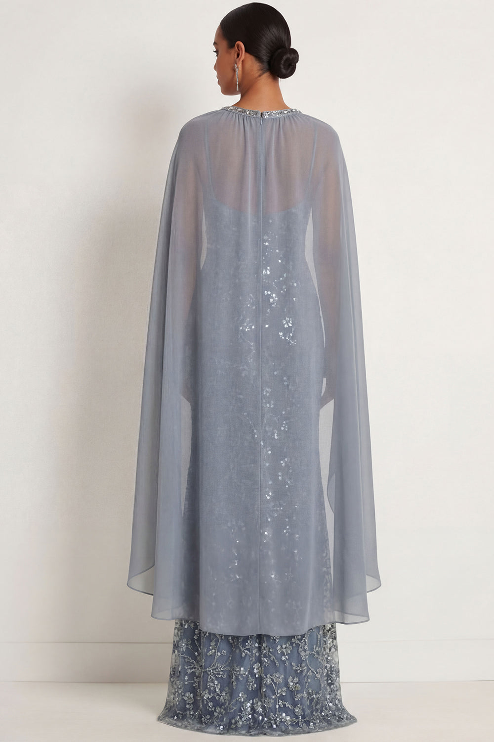 Floral Halter Neck Twilight Mermaid Ruched Long Formal Dress with Slit