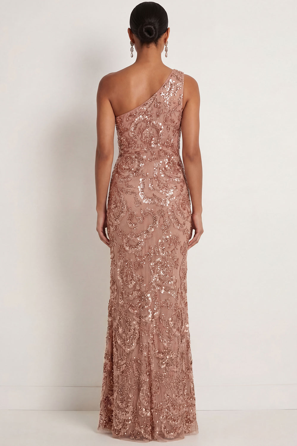 Sparkly Desert Rose Sequined Mermaid Long Formal Dress