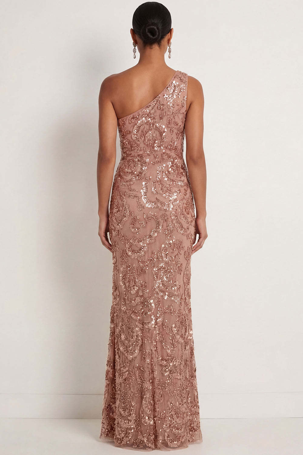 Sparkly Desert Rose Sequined Mermaid Long Formal Dress
