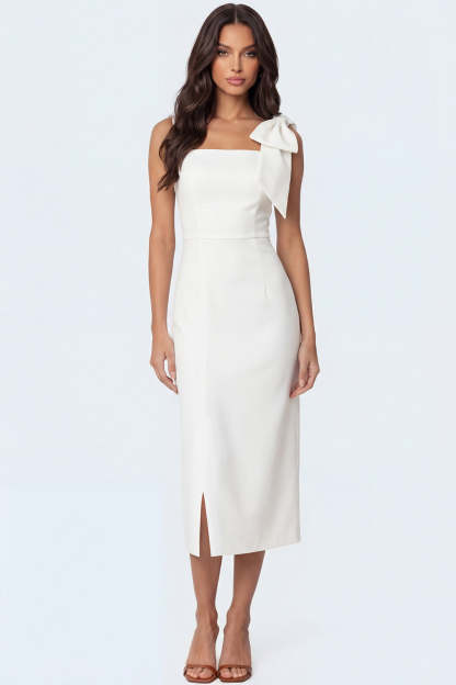 Sheath Thick Straps Candy Pink Backless Sleeveless Long Formal Dress with Bow