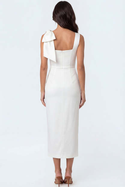 Sheath Thick Straps Candy Pink Backless Sleeveless Long Formal Dress with Bow