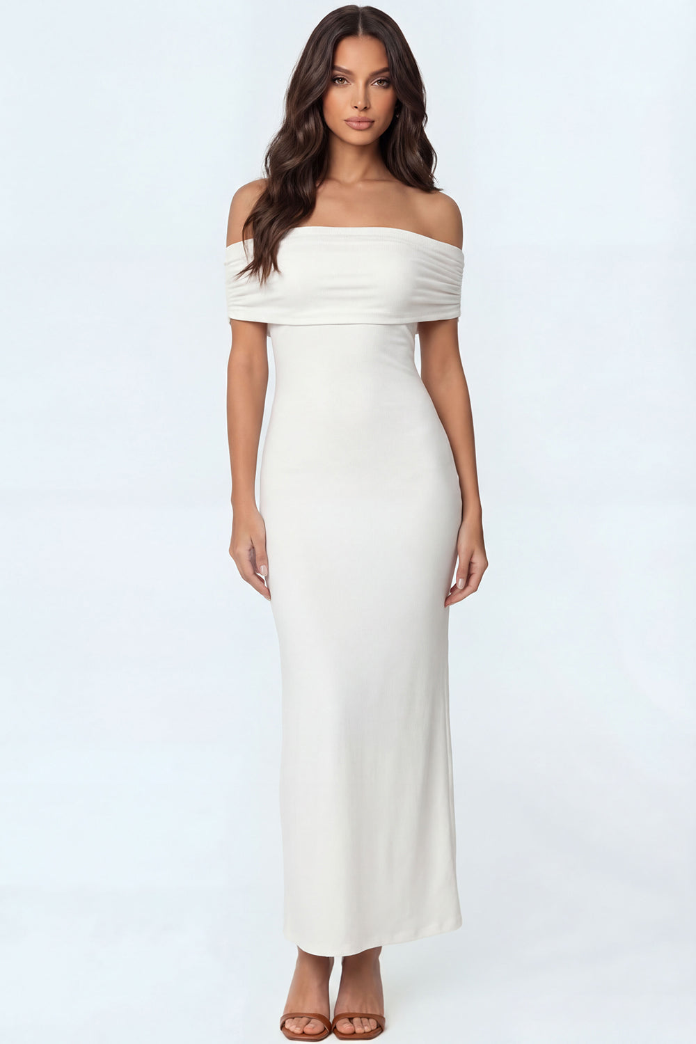 Leely Women White Mermaid Off the Shoulder Long Engagement Dress Backless Sleeveless Satin Bridal Shower Bridal Shower Dress