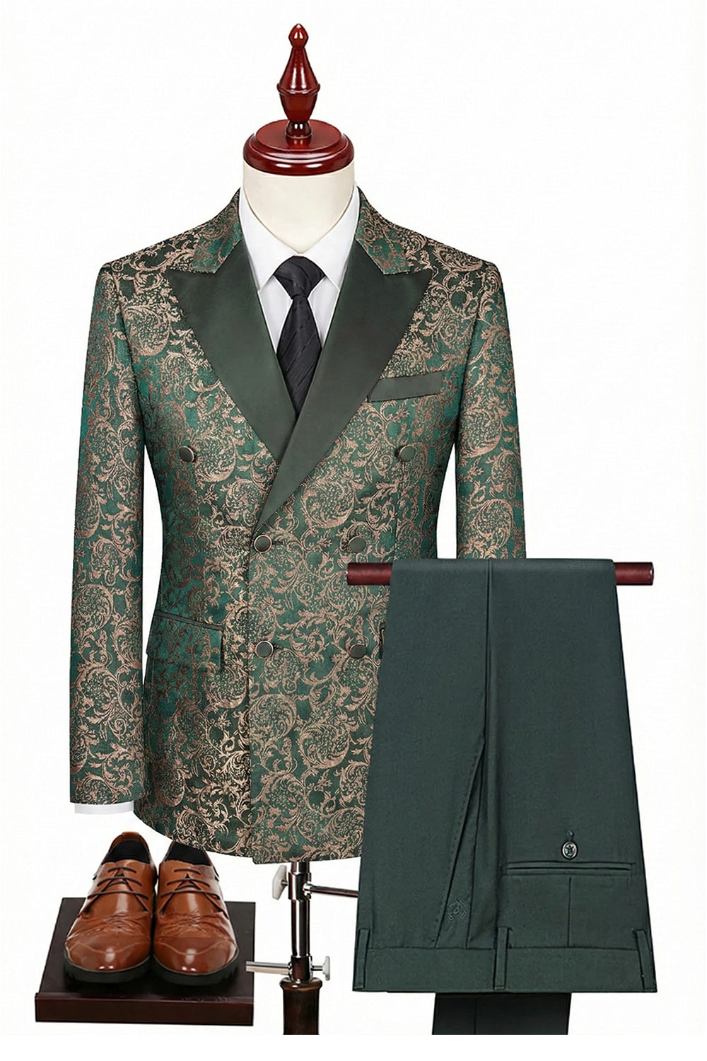 Black Peaked Lapel 3-Piece Double Breasted Men's Suits