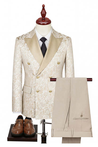 Black Peaked Lapel 3-Piece Double Breasted Men's Suits