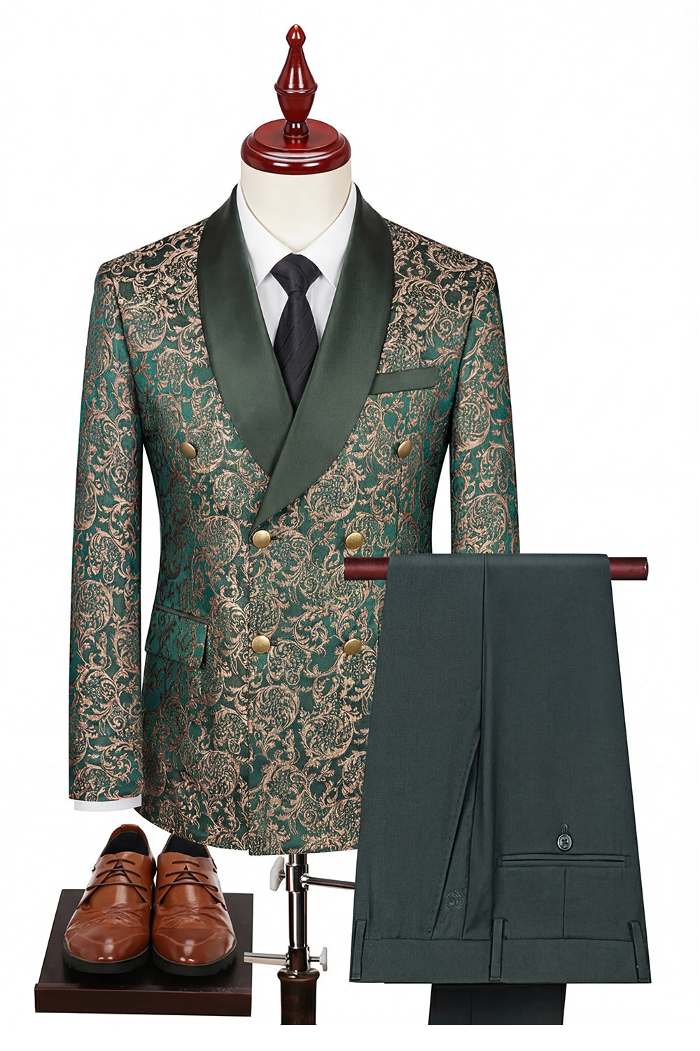 Double Breasted Black Shawl Lapel 3-Piece Men's Suits
