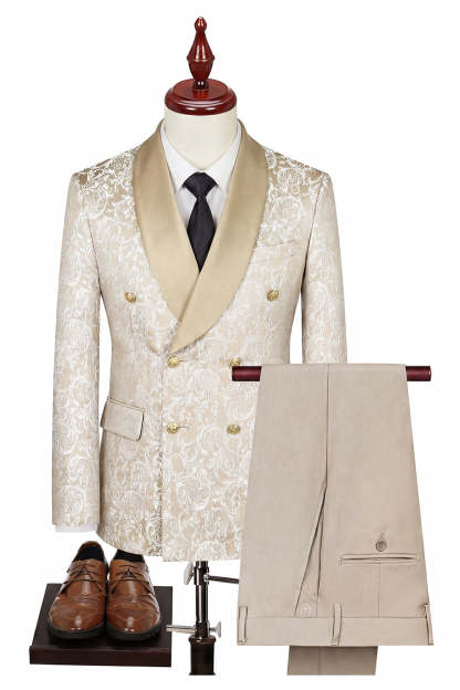 Double Breasted Black Shawl Lapel 3-Piece Men's Suits