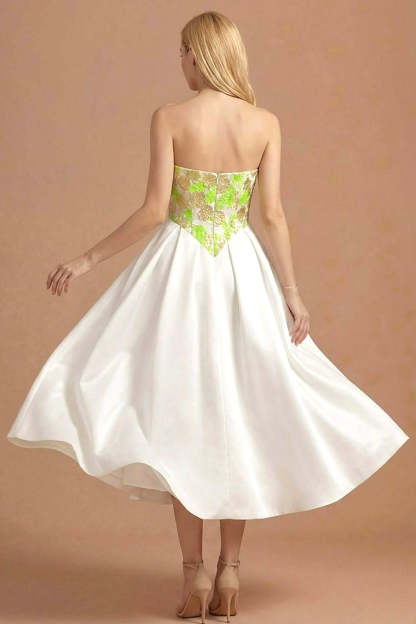 Light Green A Line Jacquard Backless Long Wedding Guest Dress