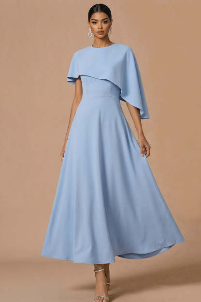 A Line White Chiffon Maxi Wedding Reception Dress with Cape