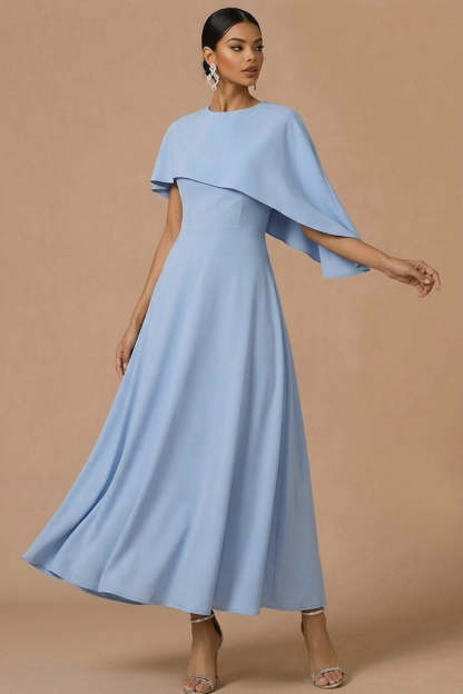 A Line White Chiffon Maxi Wedding Reception Dress with Cape