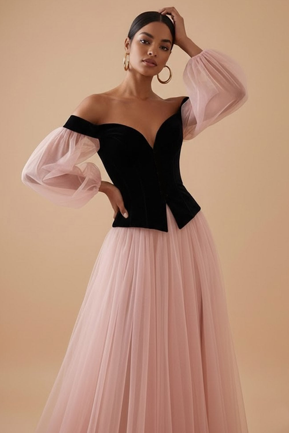 Pink Off the Shoulder A Line Pleated Maxi Wedding Guest Dress with Slit