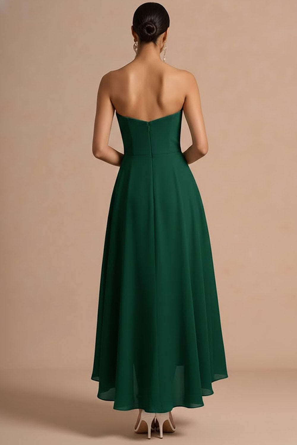 Emerald Green A Line Sweetheart Backless High Low Formal Dress