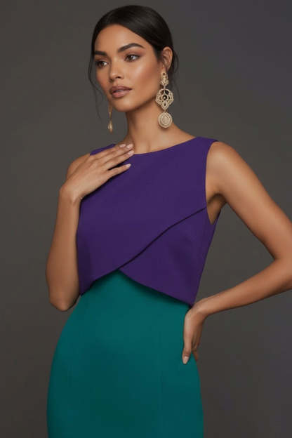 Peacock Blue Mermaid Round Neck Sleeveless Long Formal Dress