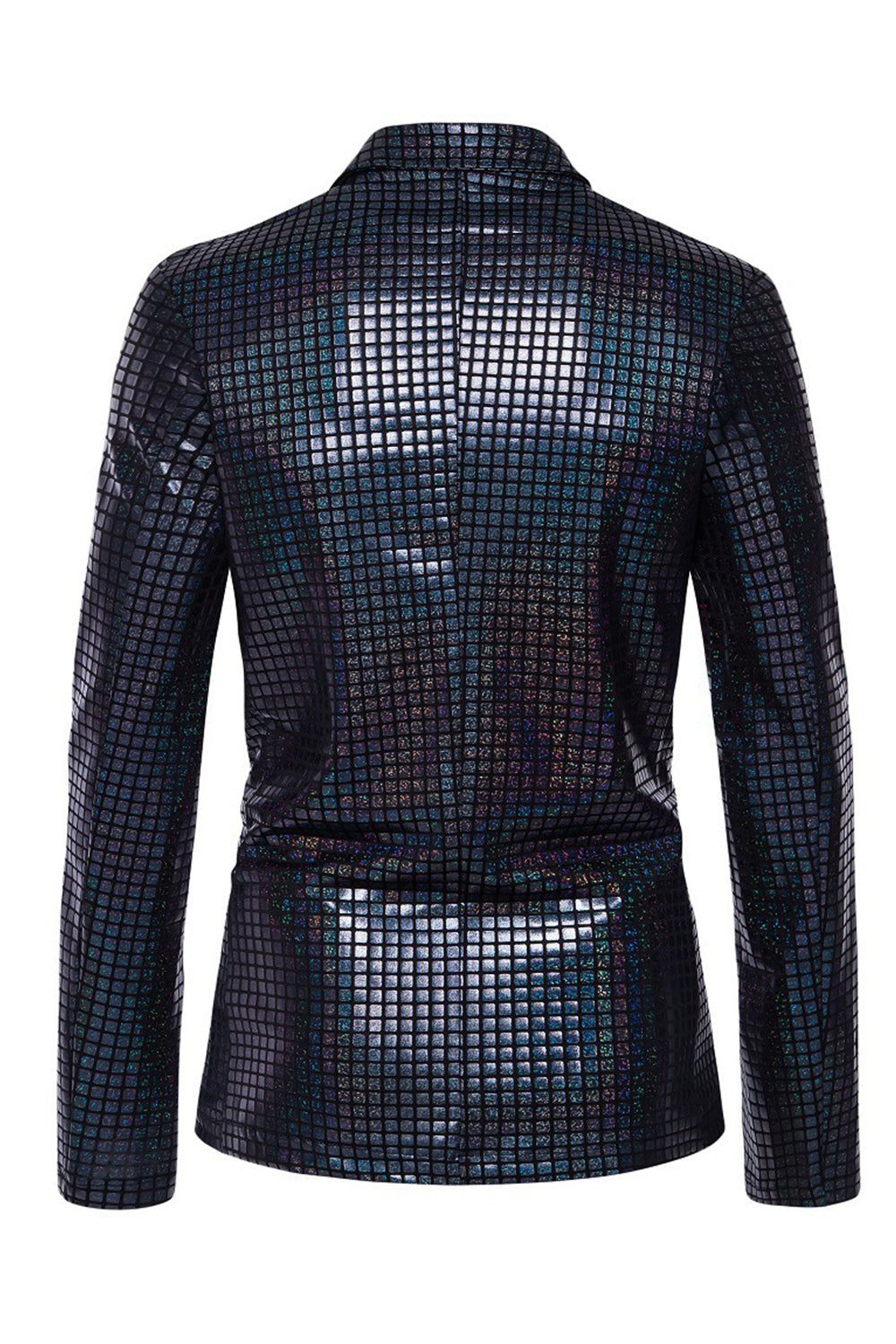 Single Breasted Black Metallic Grid Notched Lapel 2-Piece Men's Prom Suits