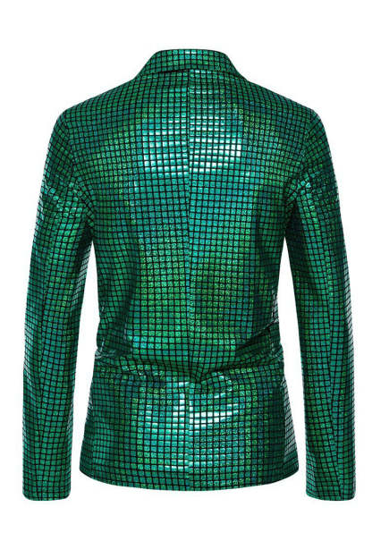 Single Breasted Black Metallic Grid Notched Lapel 2-Piece Men's Prom Suits