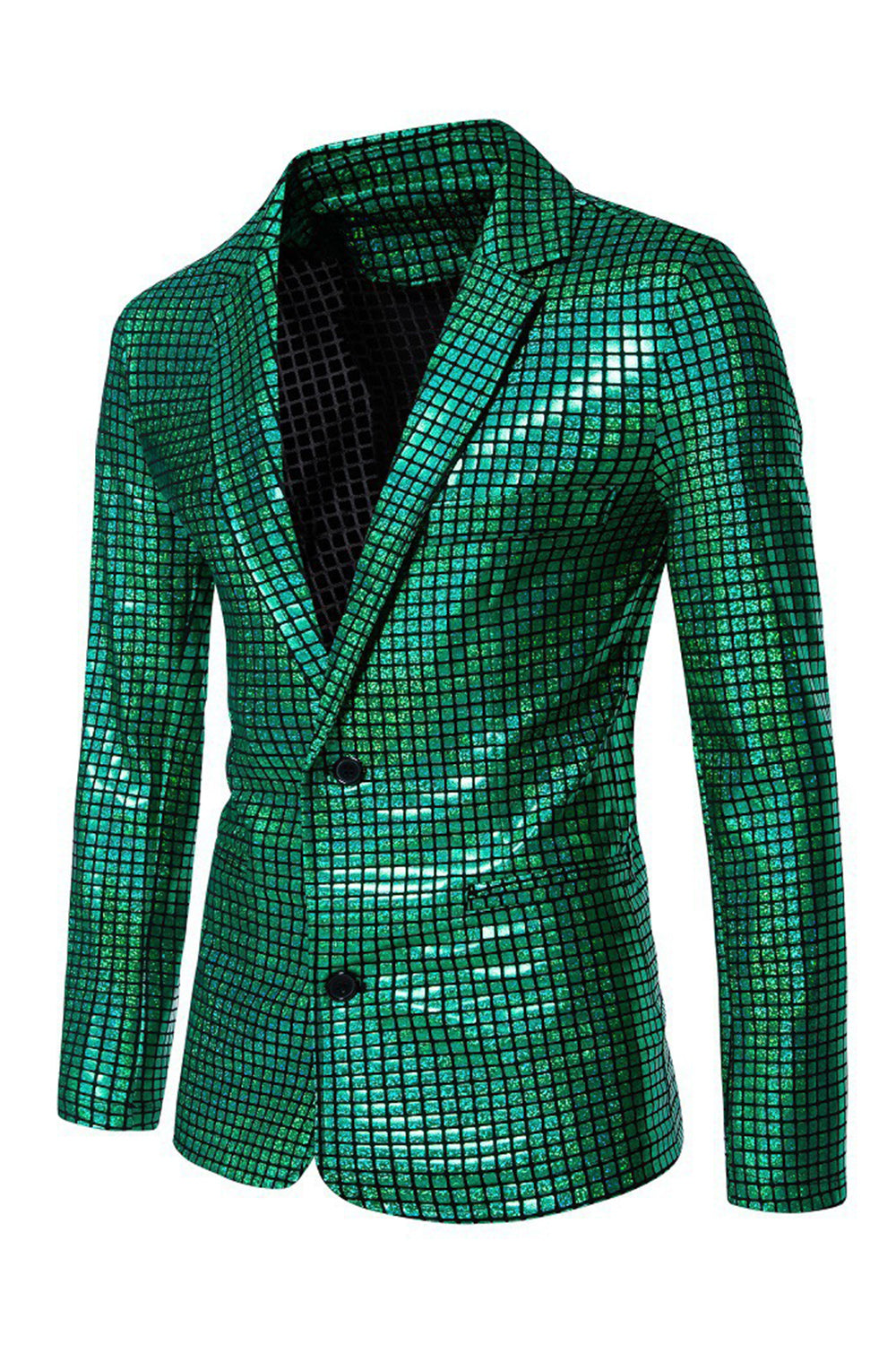 Single Breasted Black Metallic Grid Notched Lapel 2-Piece Men's Prom Suits