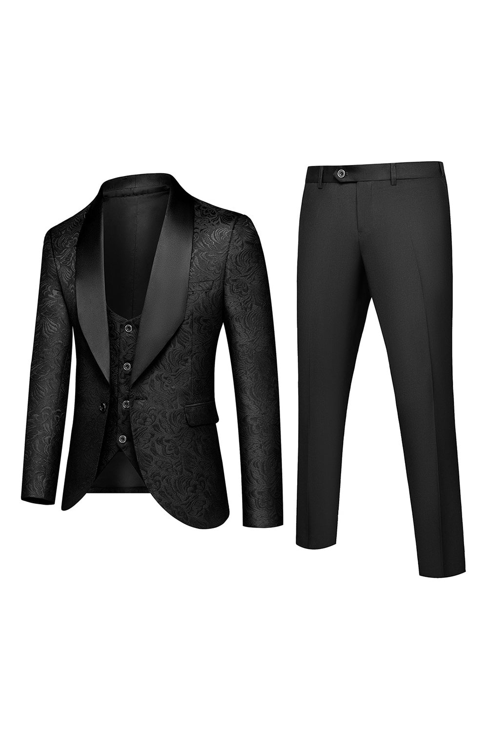 One Button Light Pink Shawl Lapel 3-Piece Men's Wedding Suits