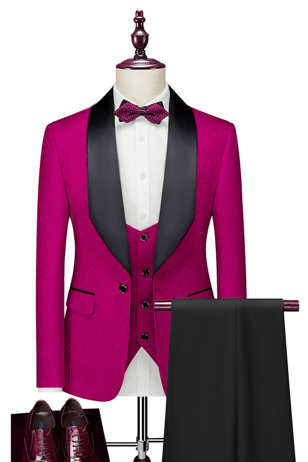 One Button Light Pink Shawl Lapel 3-Piece Men's Wedding Suits