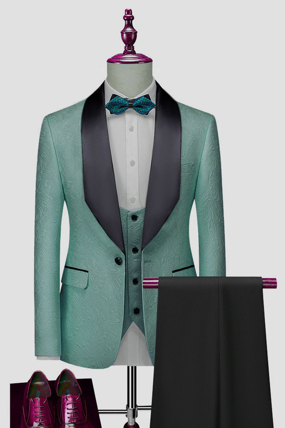 One Button Light Pink Shawl Lapel 3-Piece Men's Wedding Suits