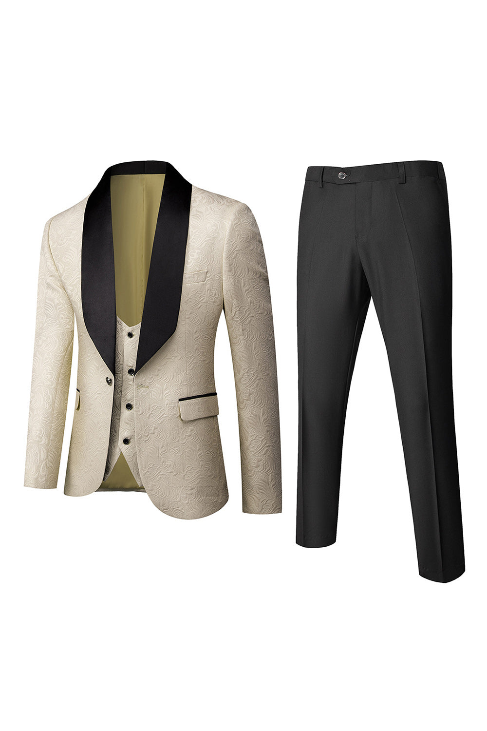 One Button Light Pink Shawl Lapel 3-Piece Men's Wedding Suits