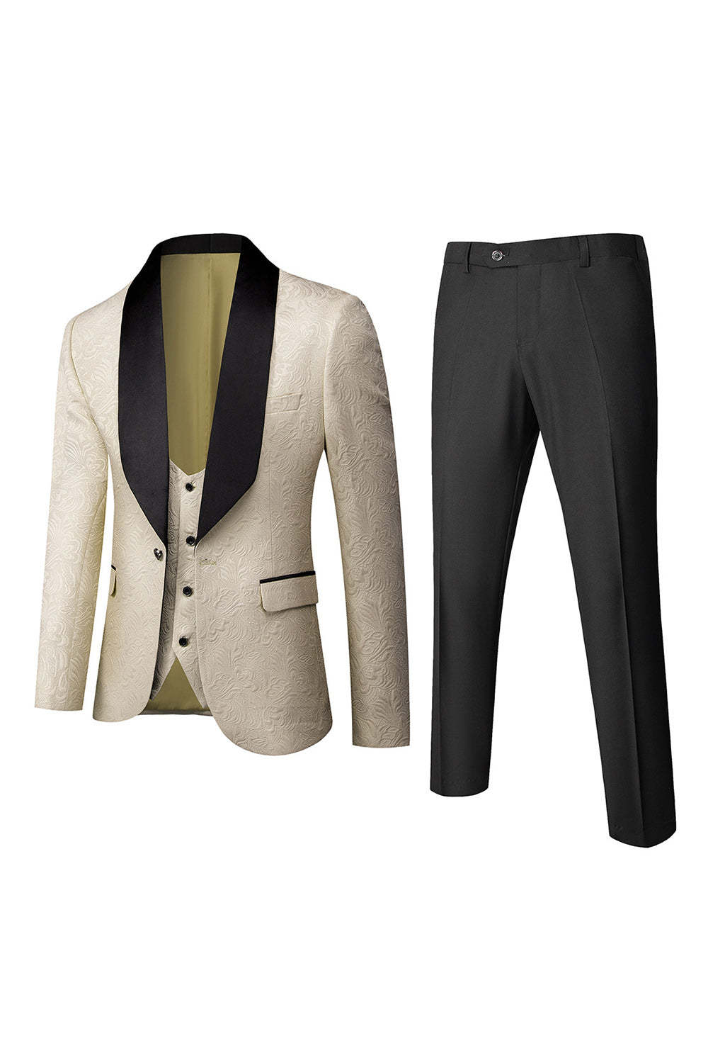 One Button Light Pink Shawl Lapel 3-Piece Men's Wedding Suits