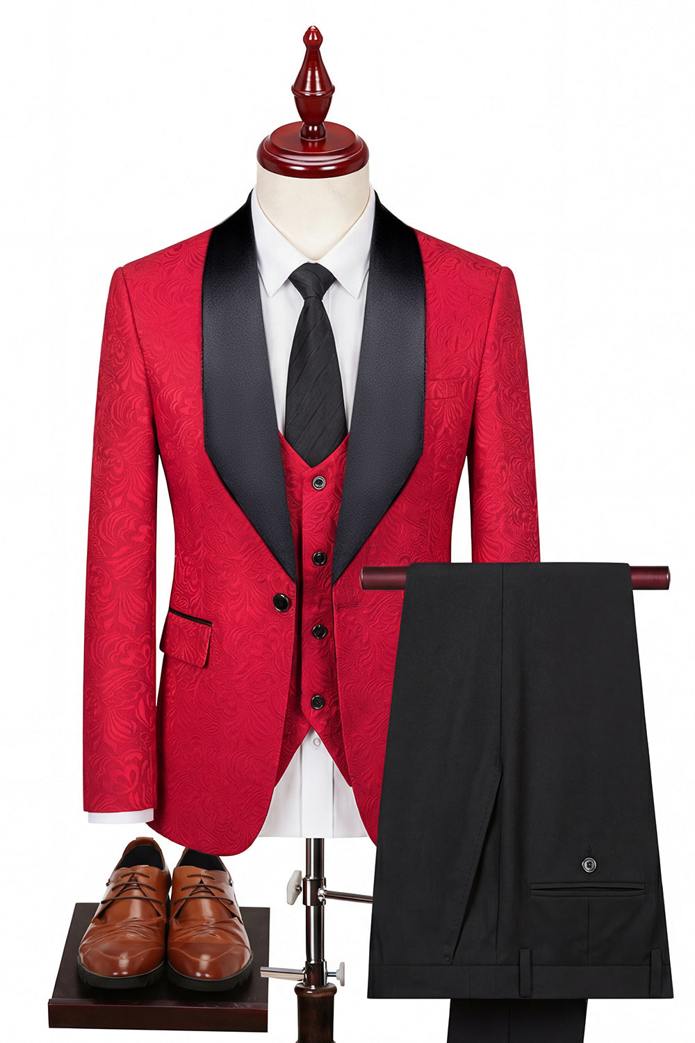 One Button Light Pink Shawl Lapel 3-Piece Men's Wedding Suits