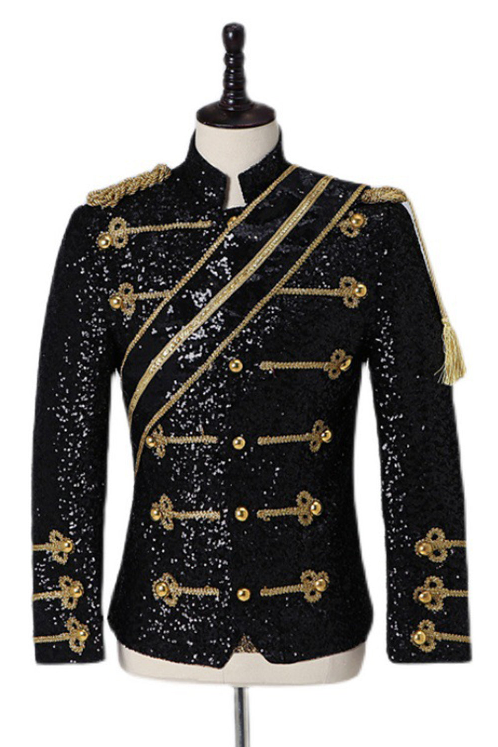 Single Breasted Black Men's Suits with Sequins