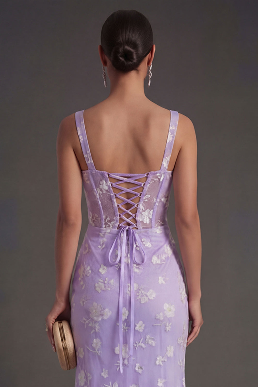 Blue Floral Sheath Thick Straps Corset Ruched Midi Beach Wedding Guest Dress