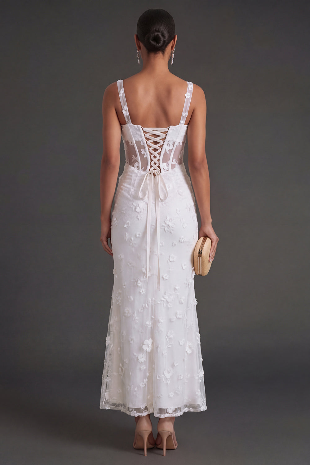 Blue Floral Sheath Thick Straps Corset Ruched Midi Beach Wedding Guest Dress