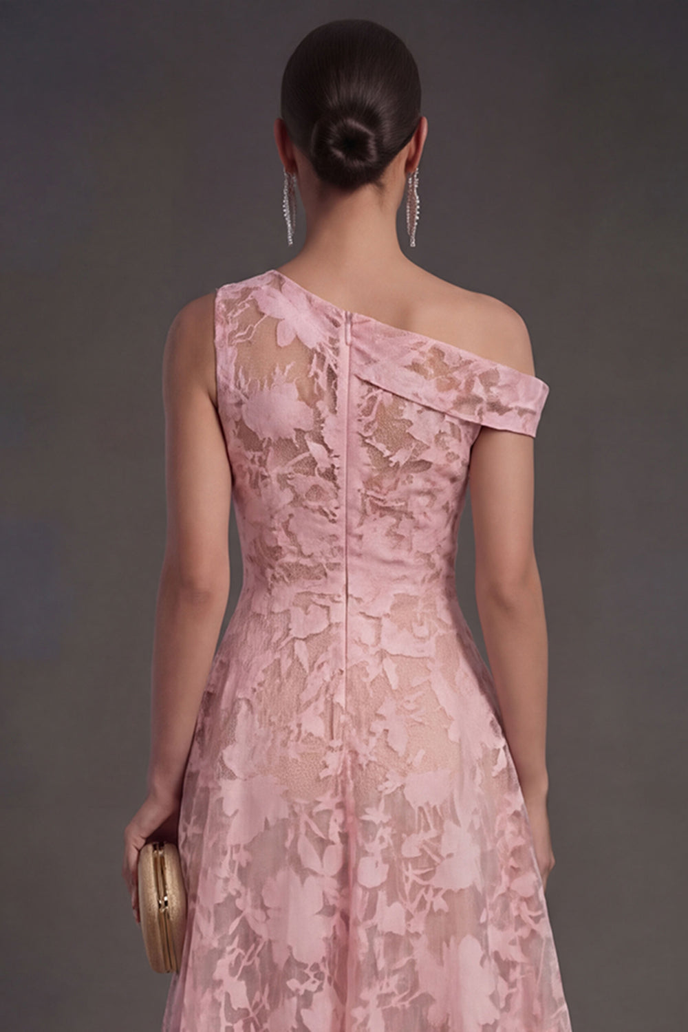 Floral Lace One Shoulder White A Line Midi Beach Engagement Dress