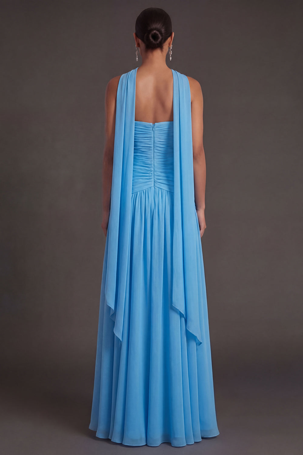 Butter Yellow Strapless Ruched A Line Long Wedding Guest Dress with Slit