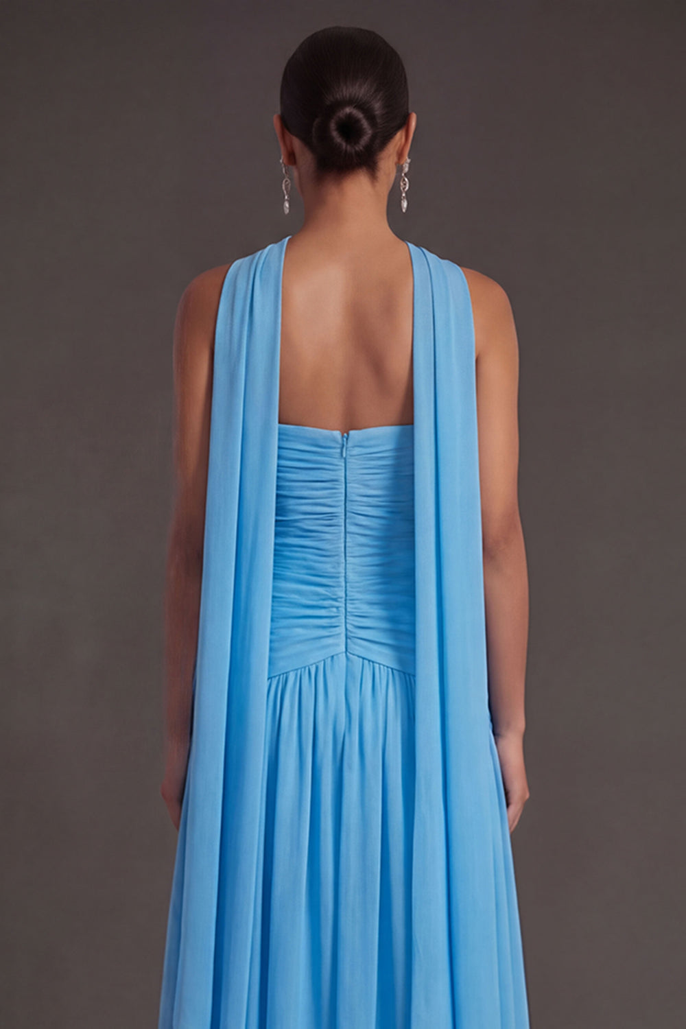 Butter Yellow Strapless Ruched A Line Long Wedding Guest Dress with Slit