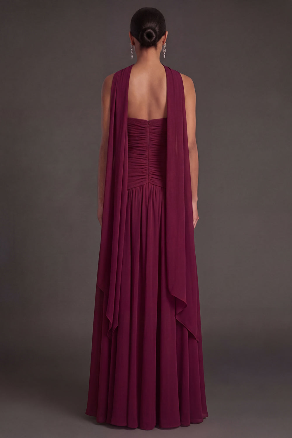 Butter Yellow Strapless Ruched A Line Long Wedding Guest Dress with Slit