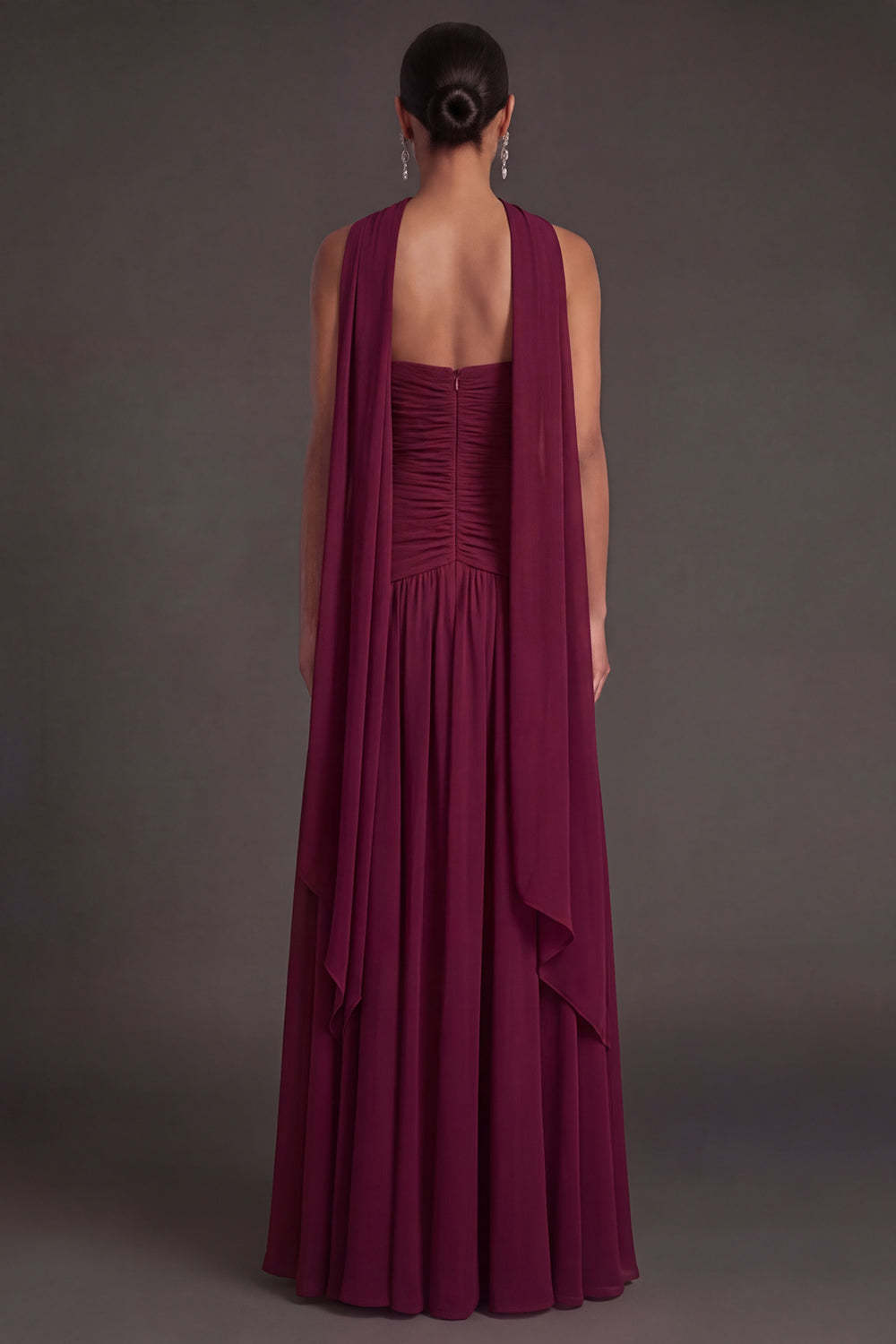 Butter Yellow Strapless Ruched A Line Long Wedding Guest Dress with Slit