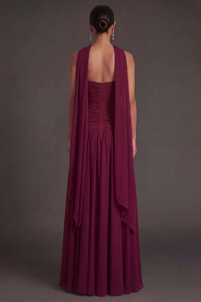 Butter Yellow Strapless Ruched A Line Long Wedding Guest Dress with Slit