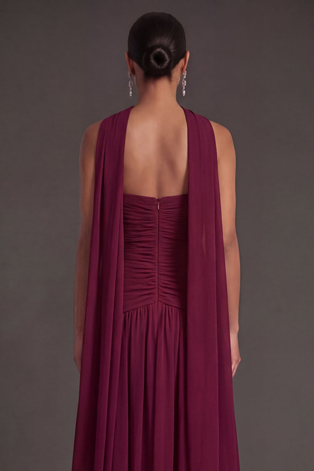 Butter Yellow Strapless Ruched A Line Long Wedding Guest Dress with Slit