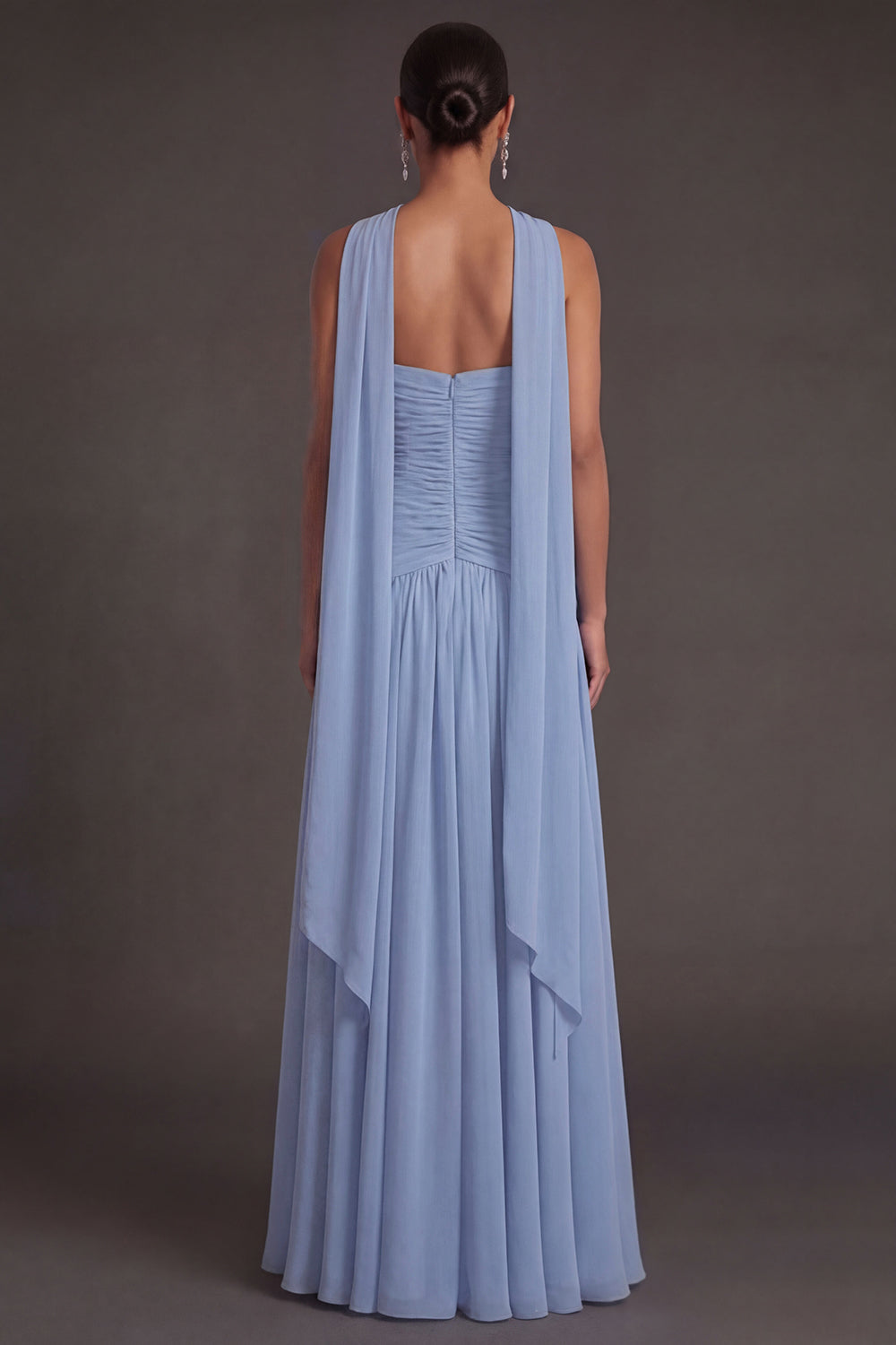 Butter Yellow Strapless Ruched A Line Long Wedding Guest Dress with Slit