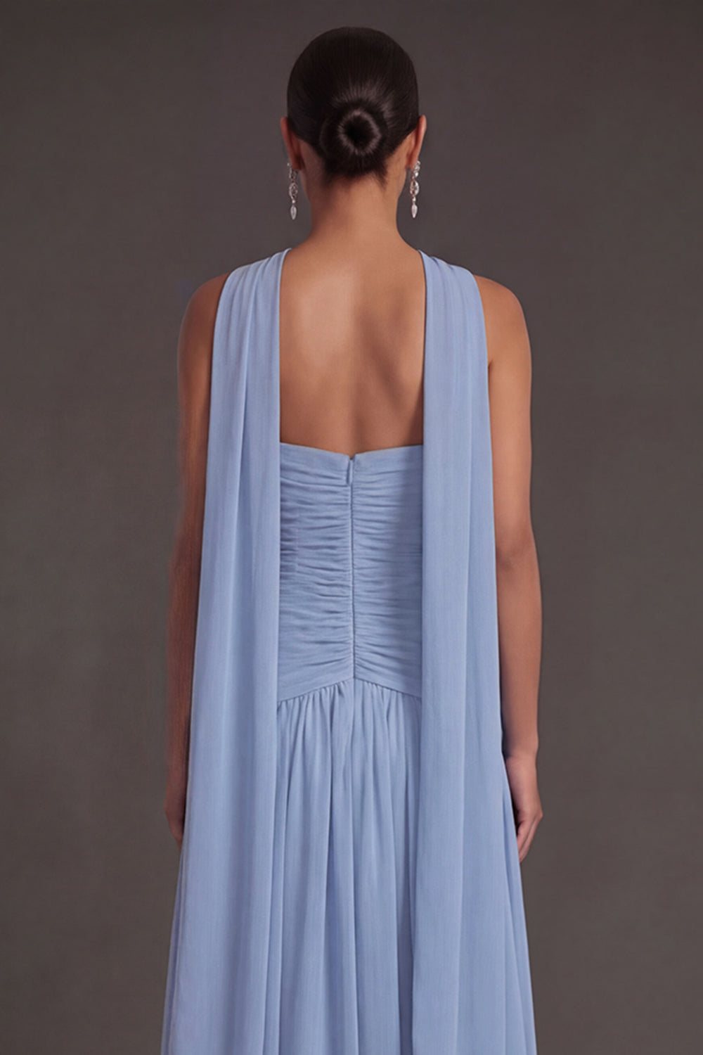 Butter Yellow Strapless Ruched A Line Long Wedding Guest Dress with Slit