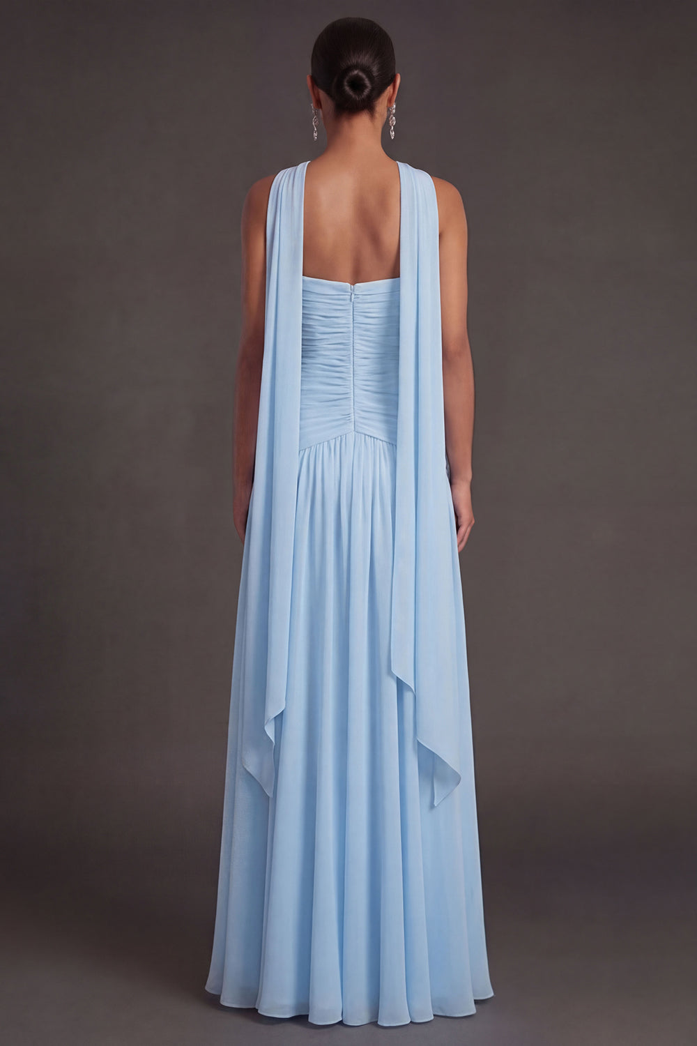 Butter Yellow Strapless Ruched A Line Long Wedding Guest Dress with Slit