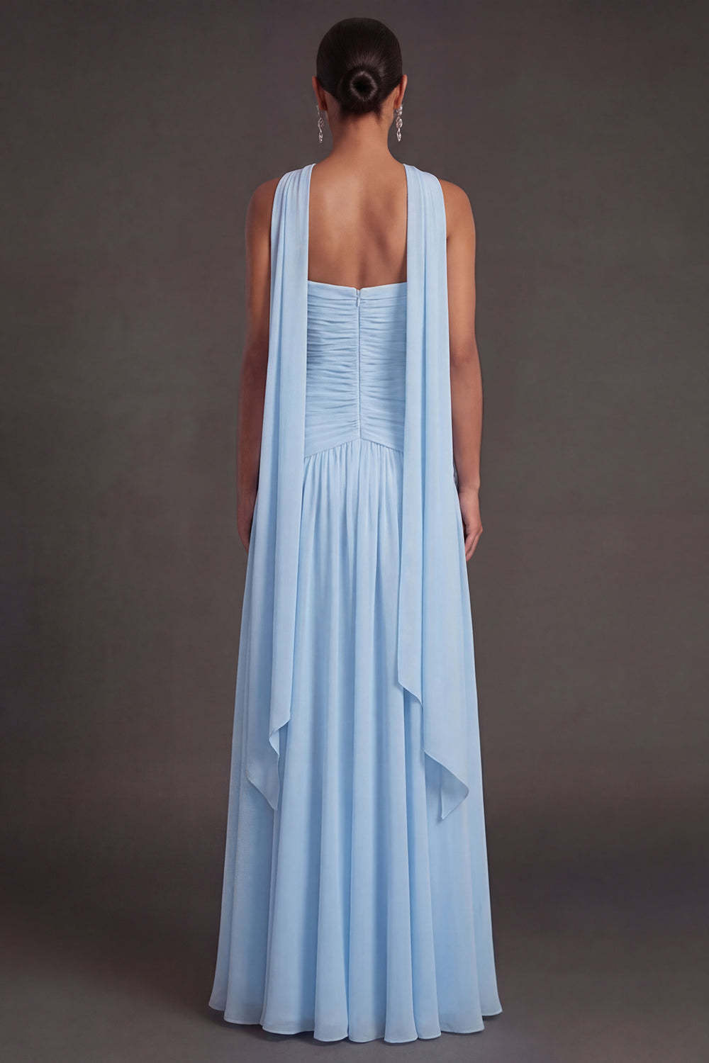 Butter Yellow Strapless Ruched A Line Long Wedding Guest Dress with Slit