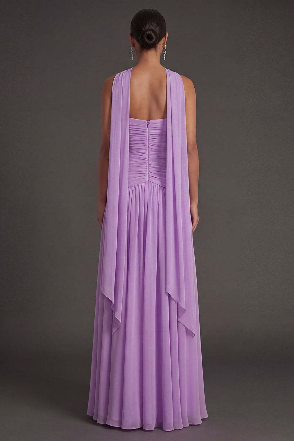Butter Yellow Strapless Ruched A Line Long Wedding Guest Dress with Slit