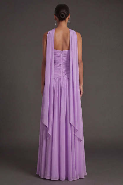 Butter Yellow Strapless Ruched A Line Long Wedding Guest Dress with Slit