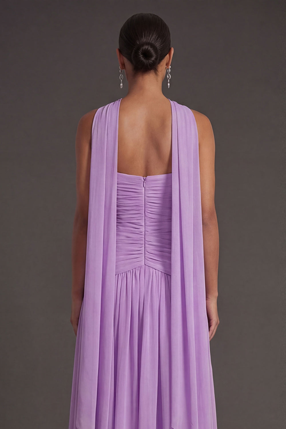 Butter Yellow Strapless Ruched A Line Long Wedding Guest Dress with Slit