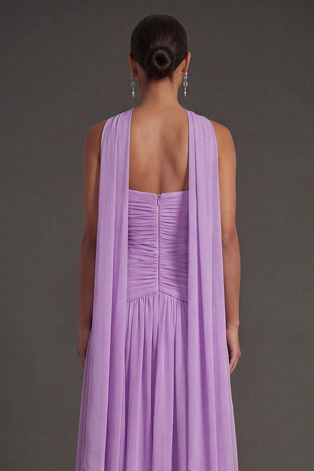 Butter Yellow Strapless Ruched A Line Long Wedding Guest Dress with Slit