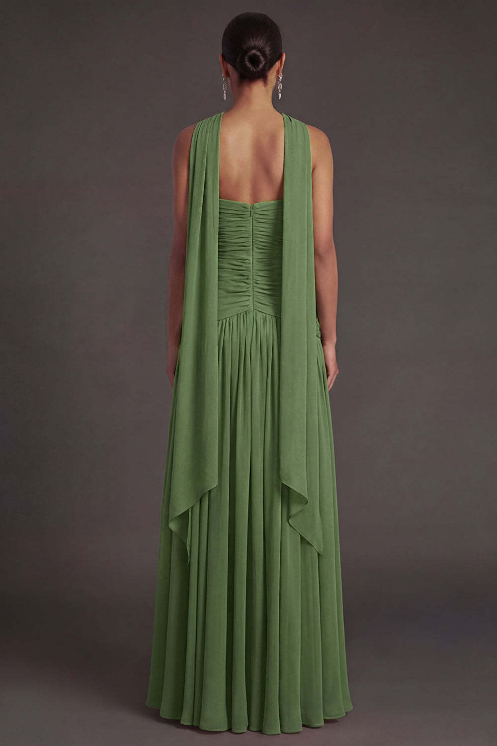 Butter Yellow Strapless Ruched A Line Long Wedding Guest Dress with Slit